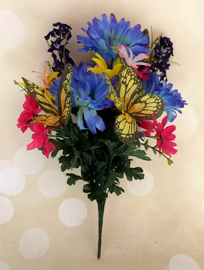 20" Mixed Gerbera Daisy & Butterfly Spring Bush