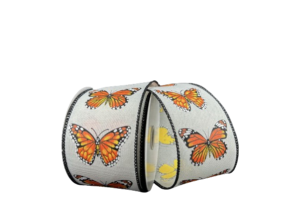 2.5" Ivory Monarch Butterfly Ribbon