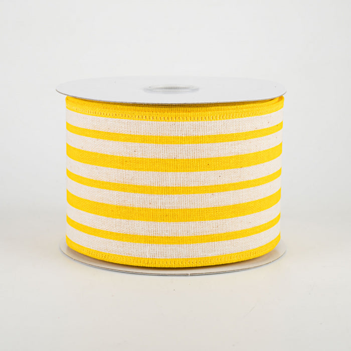 2.5" Ivory & Yellow Vertical Stripes Ribbon