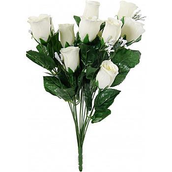18" White Rosebud Floral Bush