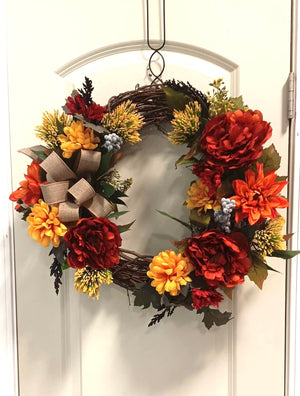DIY Burlap Fall Grapevine Wreath