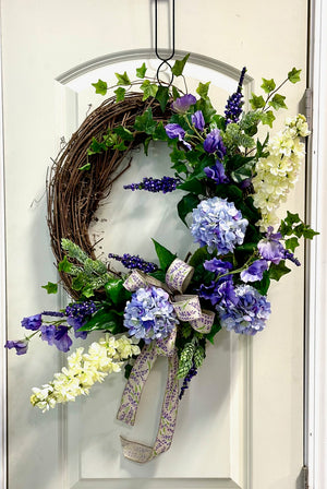 DIY Lavender & Cream Spring Grapevine Wreath