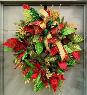DIY Classic Christmas Poinsettia Wreath