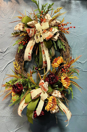 DIY Fall Mums Grapevine Wreath
