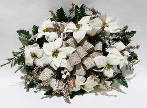White Poinsettia Christmas Memorial Saddle