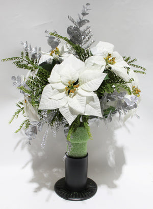 DIY White Poinsettia Christmas Memorial Cone