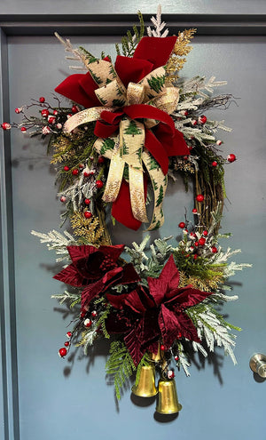 DIY Crimson Christmas Grapevine Wreath