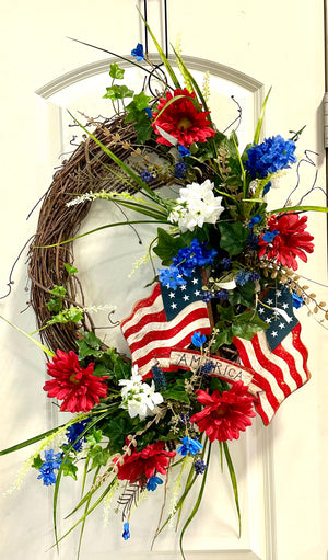 DIY Patriotic Grapevine Wreath