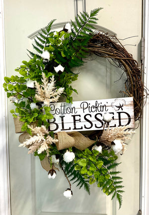 DIY Cotton Everyday Grapevine Wreath – Ellis Home & Garden