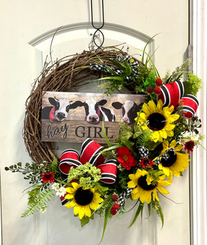 DIY Hay Girl Hay Grapevine Wreath