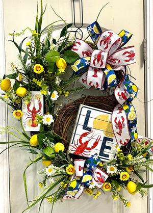 DIY Lemon & Crawfish Grapevine Wreath