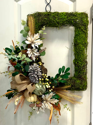 DIY Fall Rectangle Moss Wreath