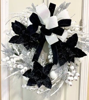 DIY Black & White Christmas Wreath