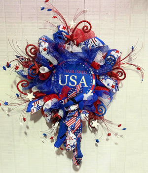 DIY Patriotic Mesh Wreath