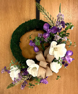 DIY Spring Magnolia Moss Wreath