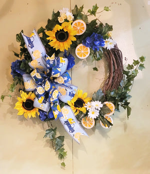 DIY Spring Lemon Grapevine Wreath