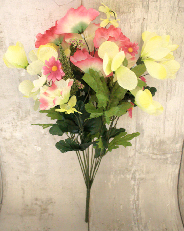 22" Pink & Yellow Petunia and Crocus Mixed Bush