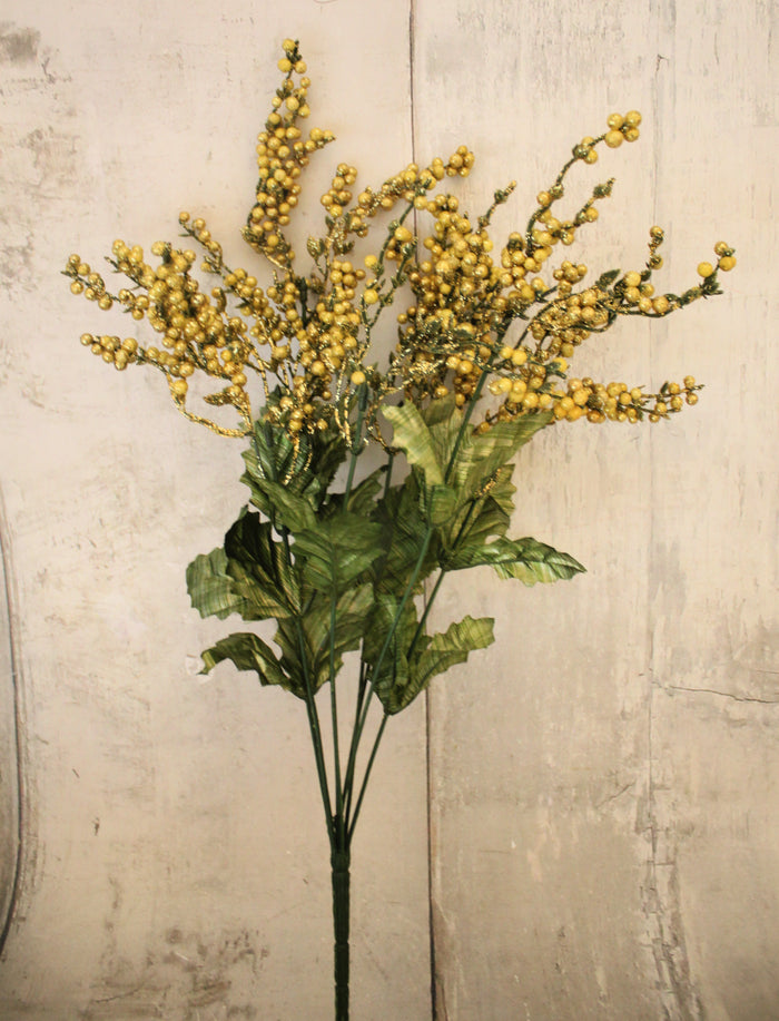 18" Gold Glitter Berry Bush