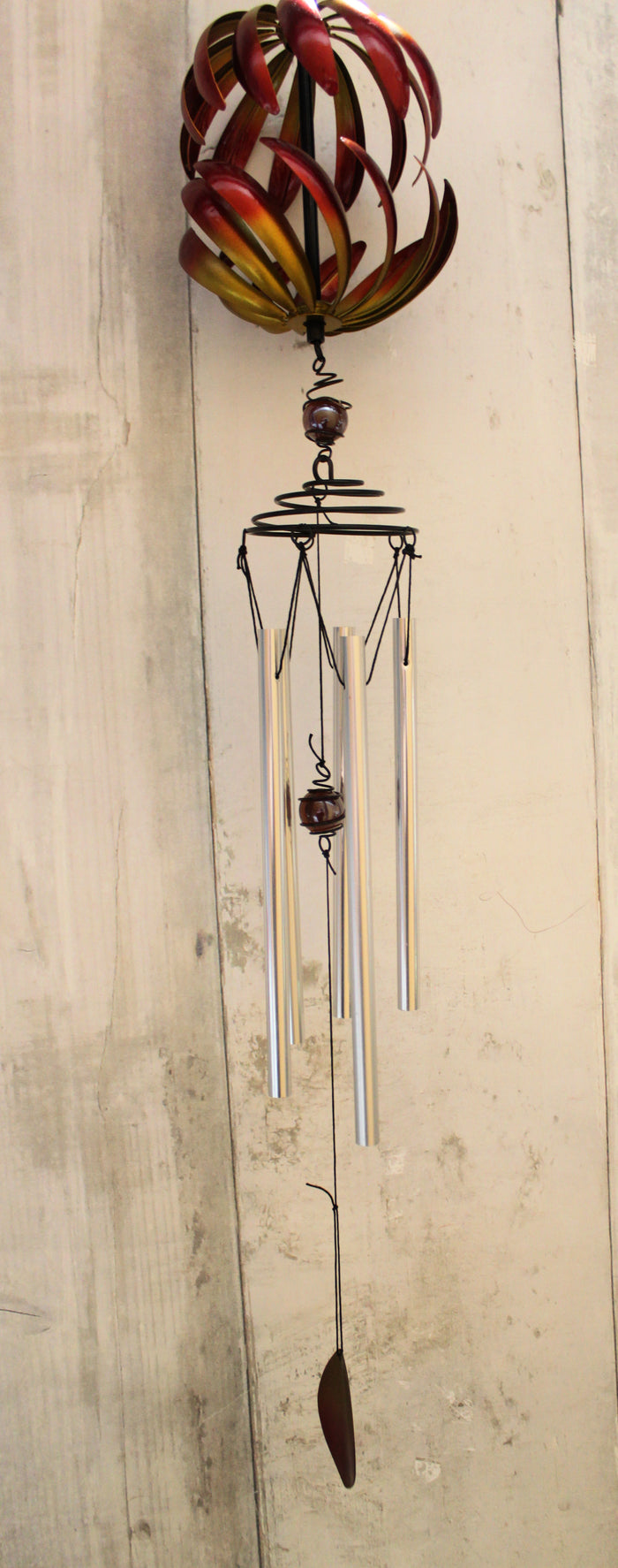 35" Red & Yellow Sphere Spinner Wind Chime