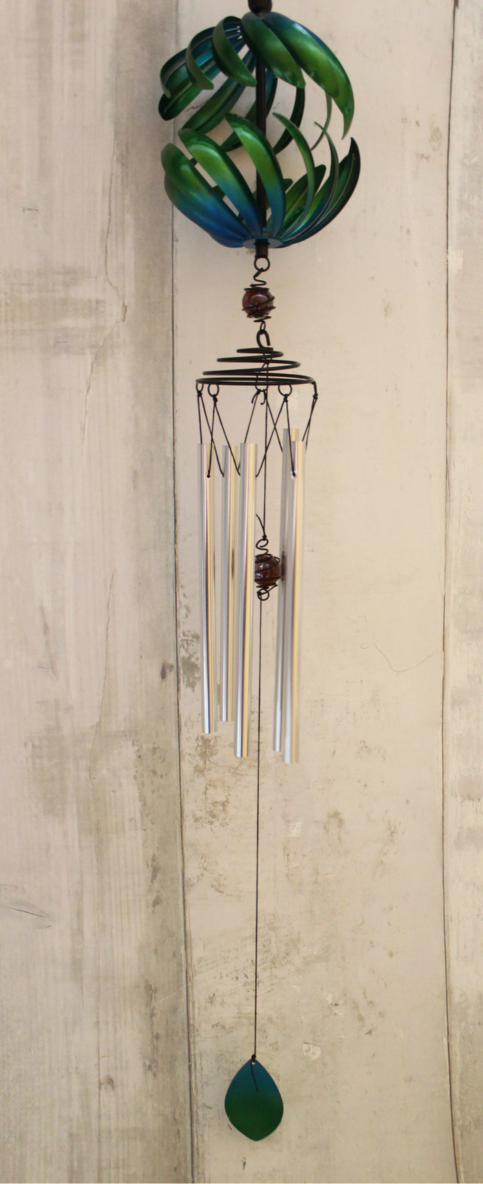 35" Green & Blue Sphere Spinner Wind Chime