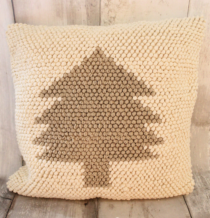 22" Ivory & Beige Christmas Tree Pillow