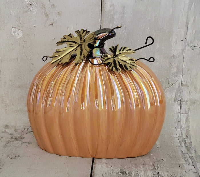7" Decorative Iridescent Pumpkin