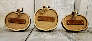 Set of 3 Decorative Wood Pumpkins