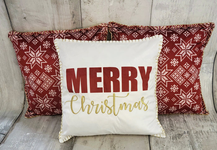 Set of 3 Merry Christmas & Snowflake Pillows