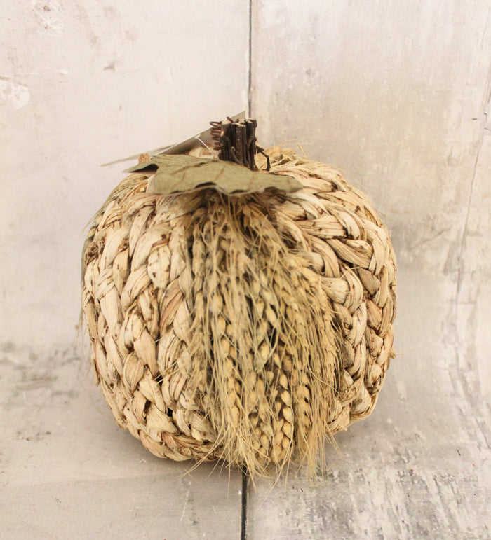 6.75" Natural Woven Pumpkin Decor