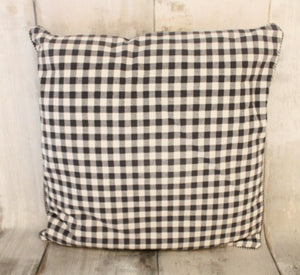 20" Grey & White Gingham Reversible Pillow