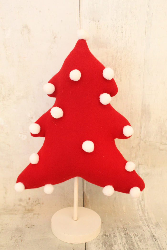15" Decorative Red & White Polka Dot Tree