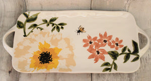 20" Floral Platter w/Handles