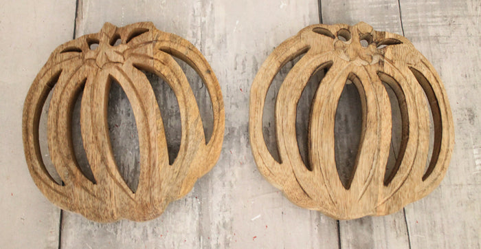 8" Wood Pumpkin Trivets