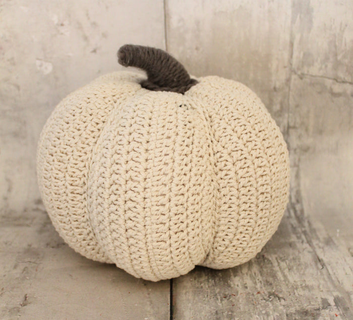 8.5" Cream Knit Fabric Pumpkin