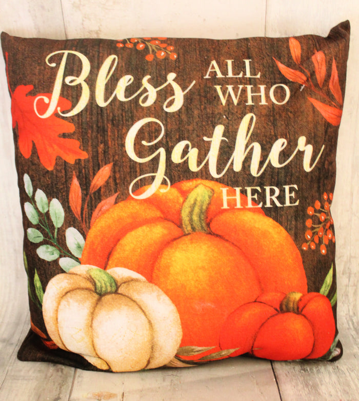 17" Bless All Who Gather Here Pillow