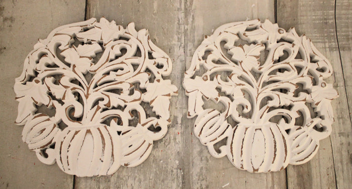 8" Whitewash Pumpkin Trivets