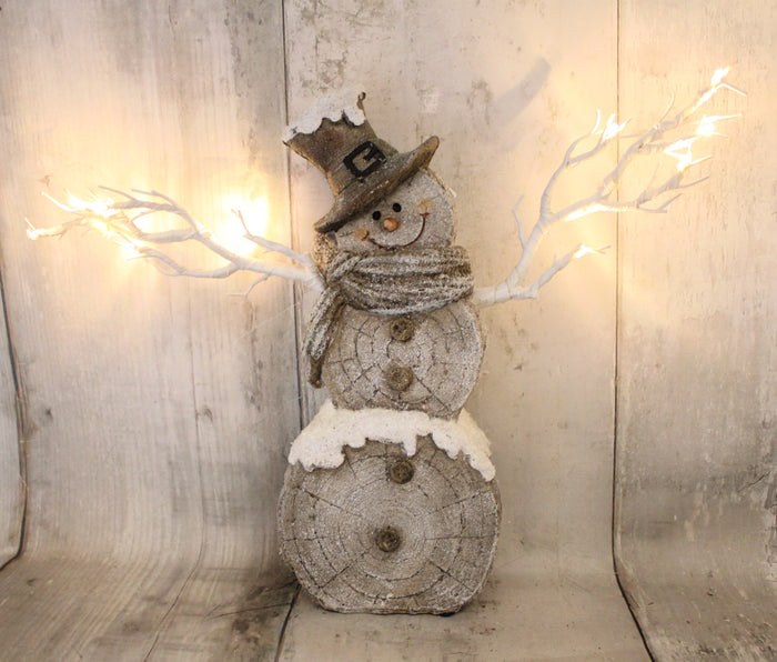 18" Snowman w/LED Twig Lights