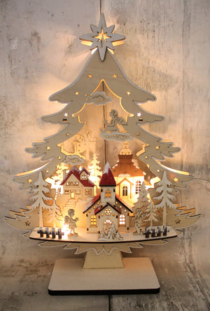 15.5" Lighted Holiday Tree Scene