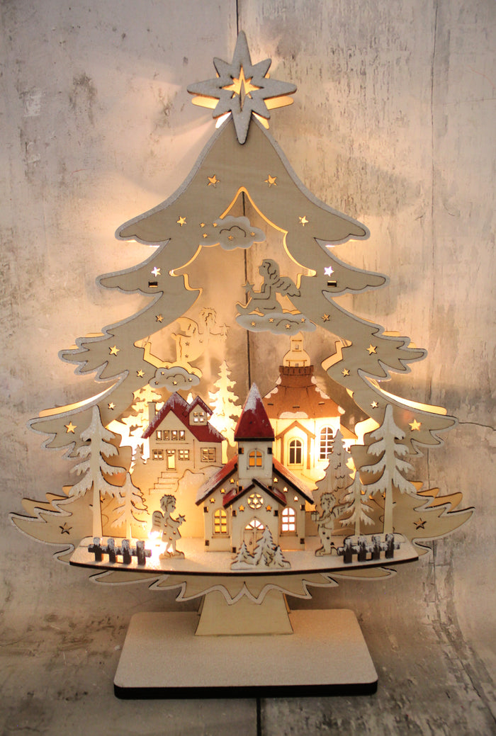 15.5" Lighted Holiday Tree Scene