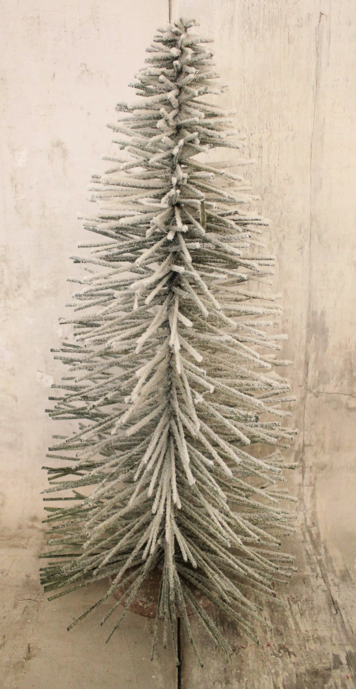 19" Green Flocked Brush Tree
