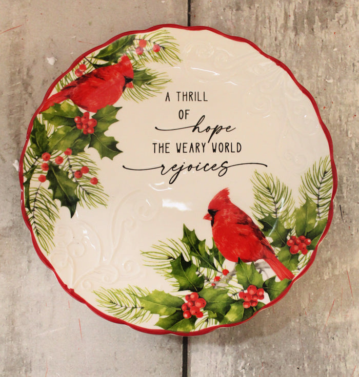 8" Cardinal Holly Ceramic Plate