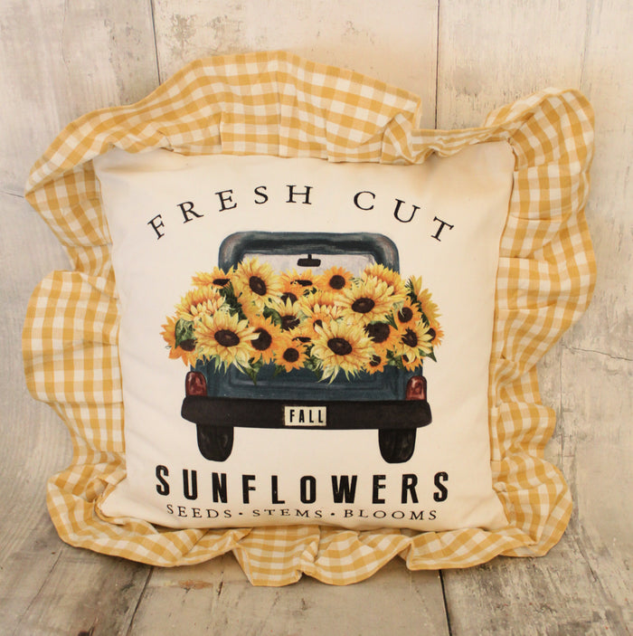 14" Fresh Cut Sunflowers Pillow