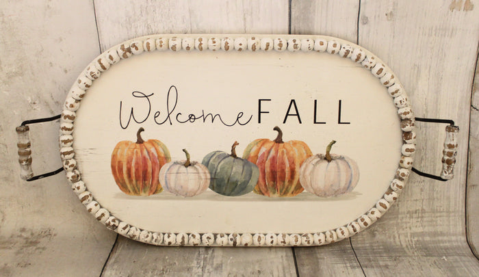 22" Wood Welcome Fall Tray