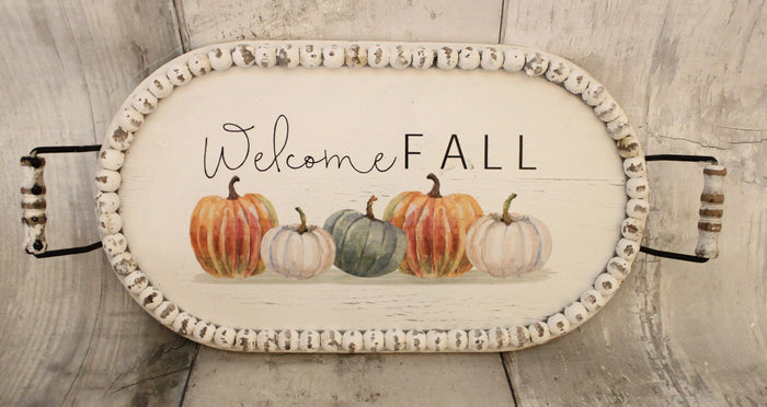 20" Wood Welcome Fall Tray