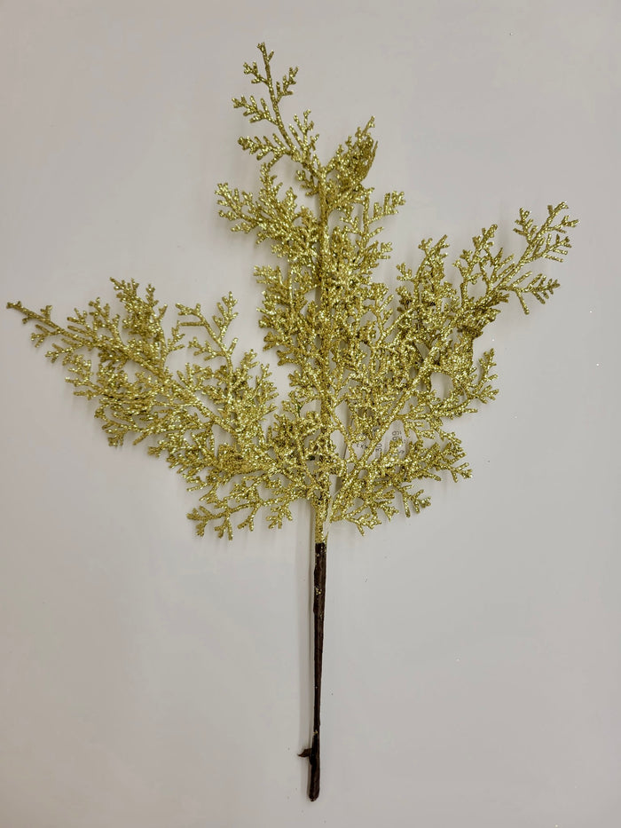 8" Gold Glitter Cedar Pick