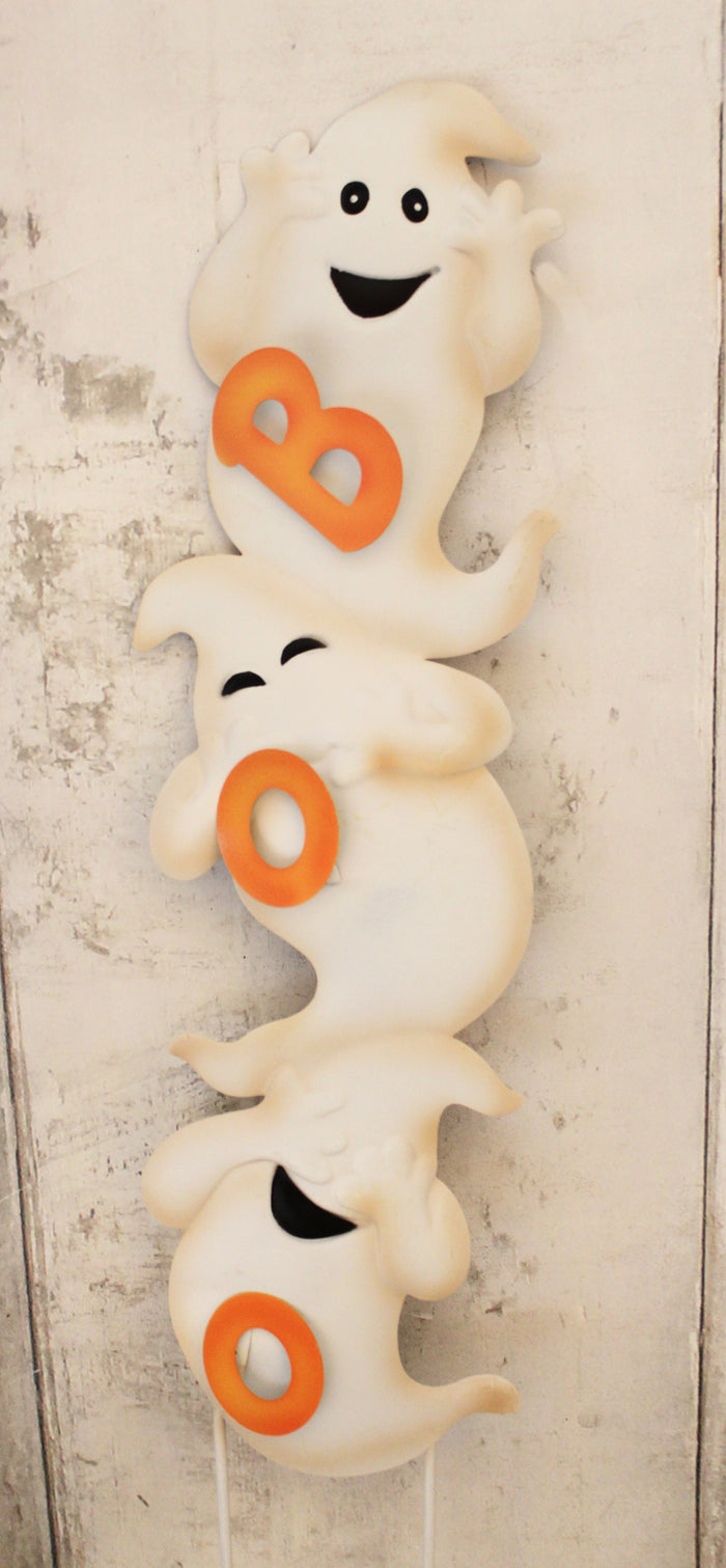 23.5" Metal Halloween 3 Stack Boo Ghost Yard Decor