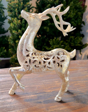 13" Antique Gold Standing Reindeer