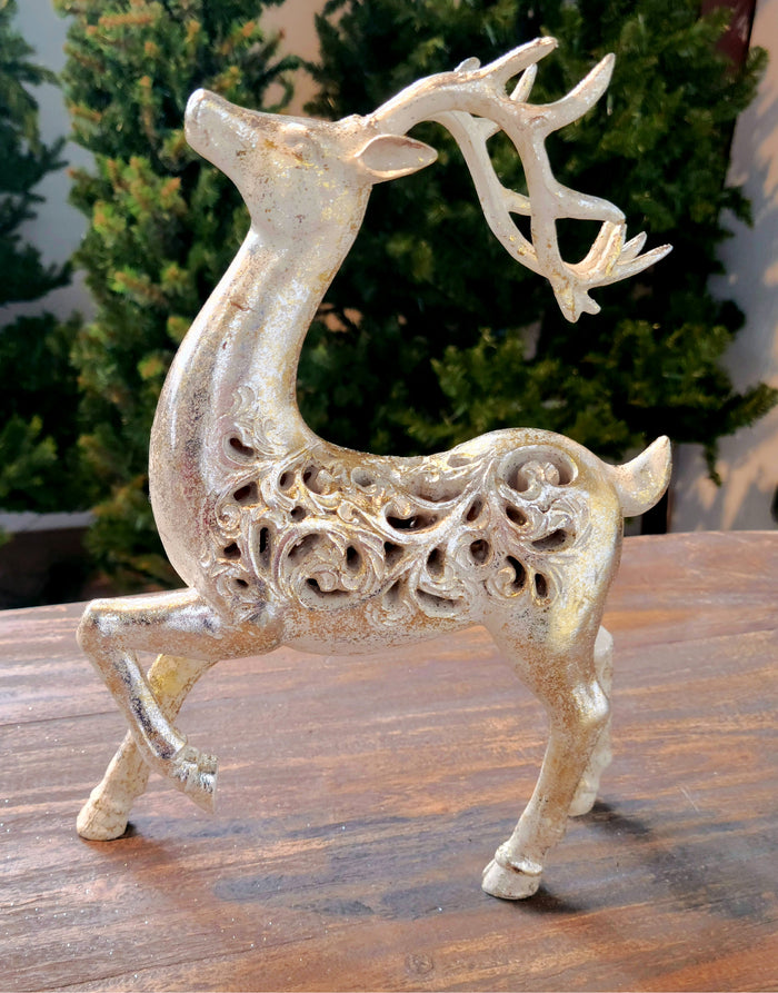 13" Antique Gold Standing Reindeer