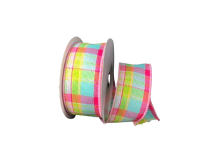 1.5" Spring Bright Plaid Ribbon