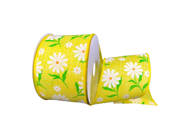 2.5" Yellow Daisy Spring Ribbon